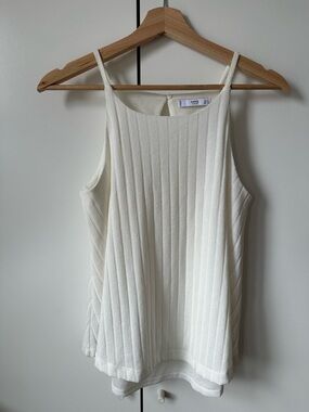 Mango Off White Ribbed Sleeveless Camisole